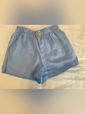 Blue & White Striped Boxer-Style Shorts size M